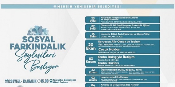 Yenişehir Belediyesi “Sosyal Farkındalık Söyleşileri” başlıyor