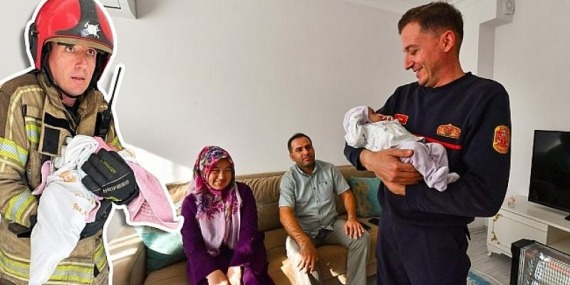 Kahraman itfaiyeci yangından kurtardığı Nehir bebekle buluştu