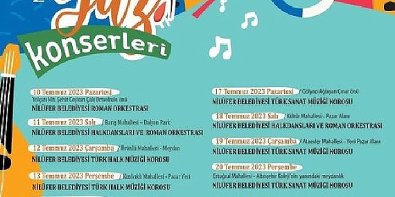 Nilüfer yaz konserleri ile renklenecek