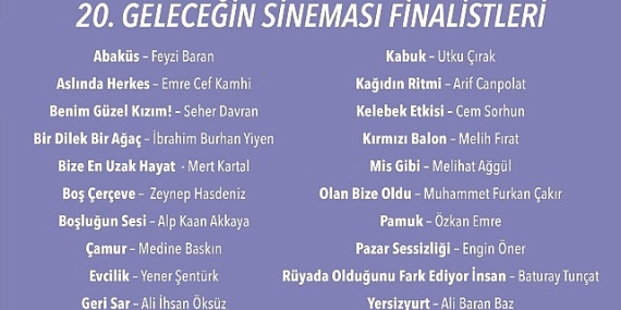 20. Geleceğin Sineması'nda   Finalistler Açıklandı