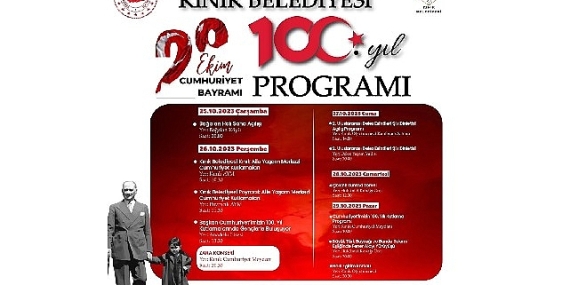 Kınık'ta Cumhuriyet'in 100'üncü yılı 5 gün kutlanacak