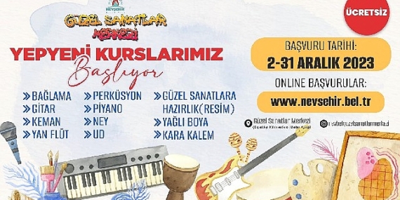 Nevşehir’de güzel sanatlar merkezi 2024 yılı 1 dönem kusları için kayıtlar başladı