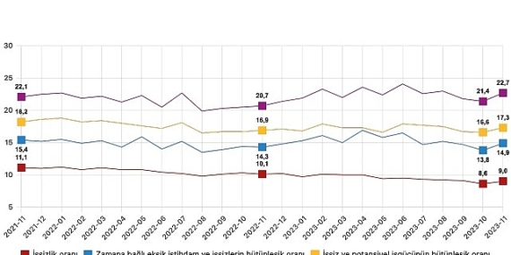 Mevsim etkisinden arındırılmış işsizlik oranı yüzde 9,0 seviyesinde gerçekleşti