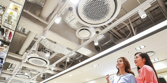 Modern tasarımı ile çeşitli mimarilere uygun Samsung 360 Kaset Klima ile estetik ve konfor bir arada