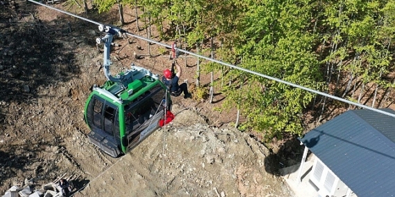 Büyükşehir İtfaiyesinden teleferikte nefes kesen tatbikat